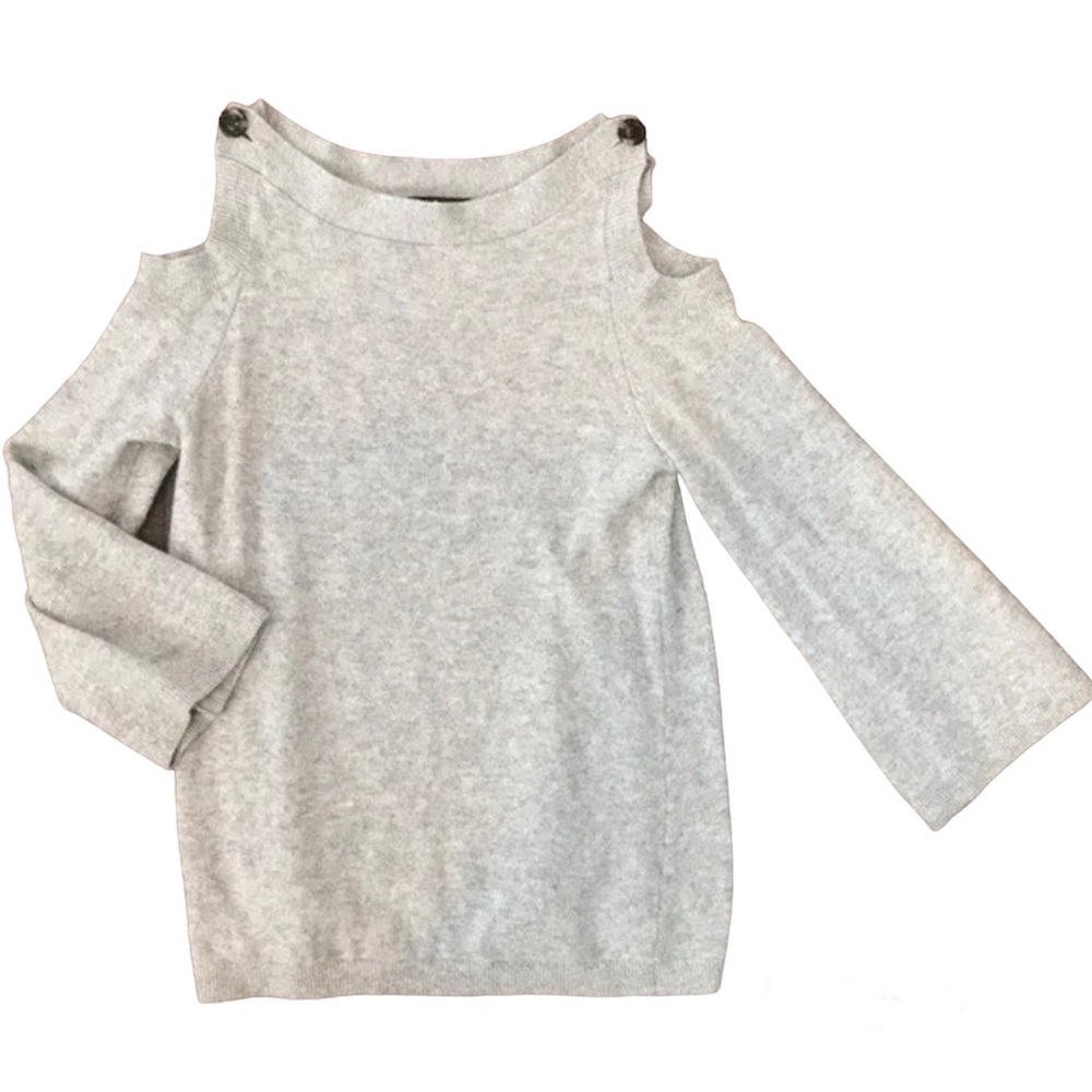 Ann Taylor L Wool Cold Shoulder Boat Neck Sweater